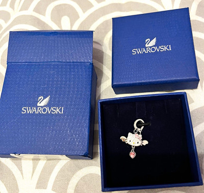 Swarovski Hello Kitty Charm Anhänger Kristall silber/rosa 2 cm 5005295