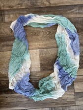 Vintage Style Women  s Crinkle Scarf Blue Green Ombre Lightweight Wrap
