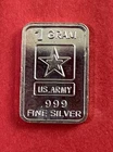 1 Gram Solid Silver US Army Logo Ingot! Fine .999 Pure Silver!