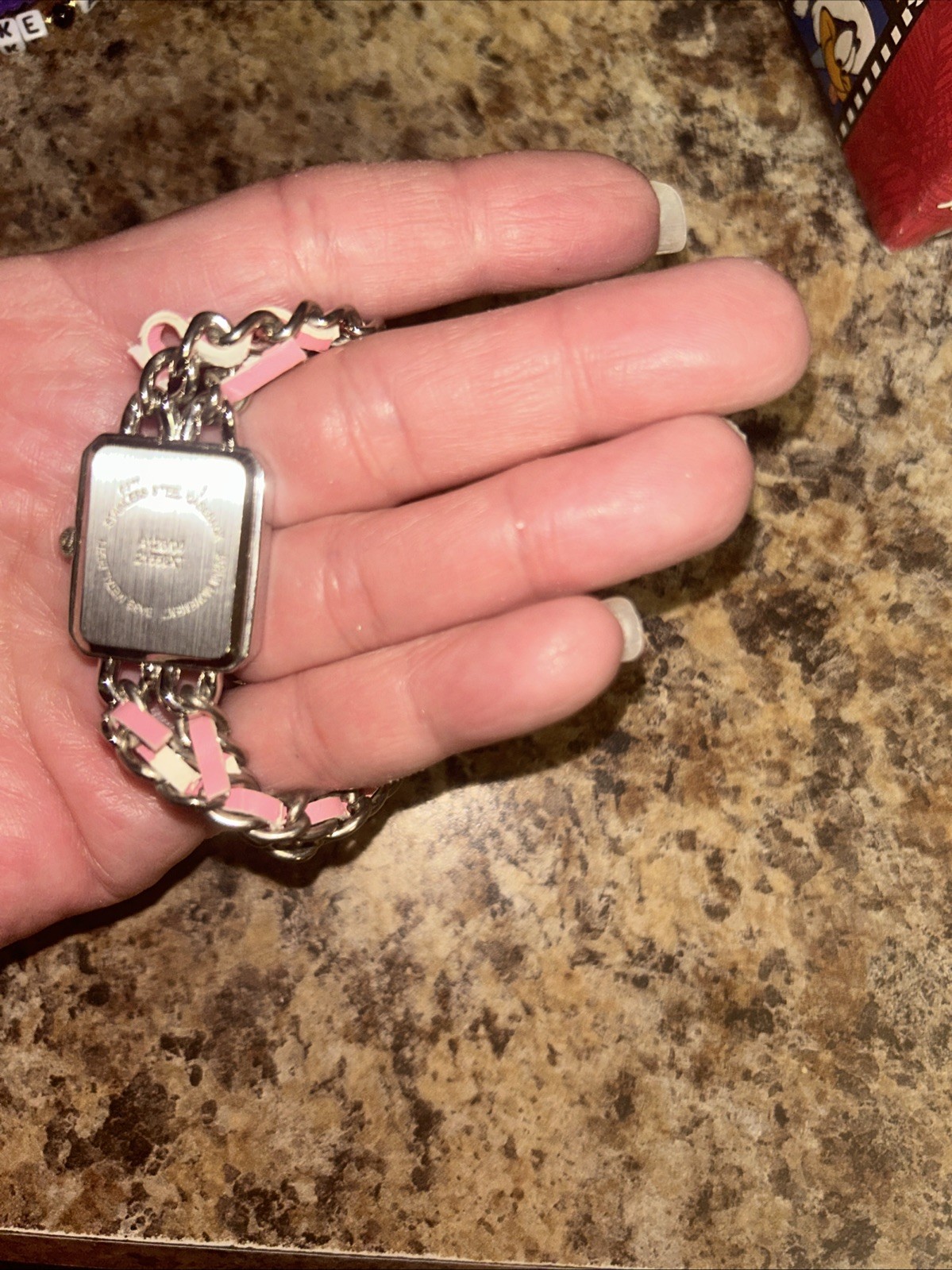 Vintage Silver-tone Rectangular Quartz Watch for … - image 5