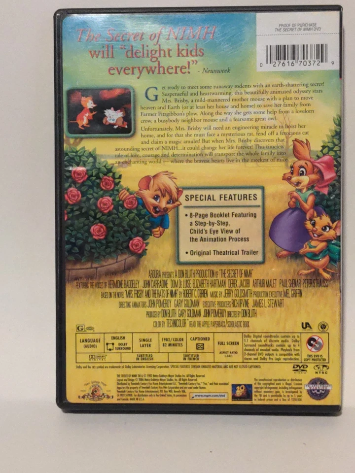 The Secret of NIMH (DVD, 2006) MGM 1982 Film - Image 2 of 4