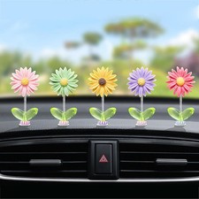 5 Pcs Cute Car Decor For Women Mini Resin Flower Rear View Mirror Accessories W