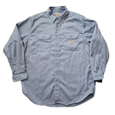 Carhartt FR Force Shirt Mens XL Blue Chambray Flame Resistant CAT 2 NFPA 2112 10