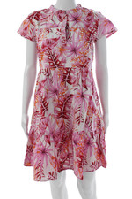 Madison Mathews Women Sundress Floral Cotton Short Sleeve Size S
