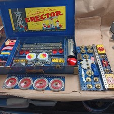 1938-42 A.C. Gilbert Erector Set, No. 7 1/2, Complete Blue Metal Box NICE