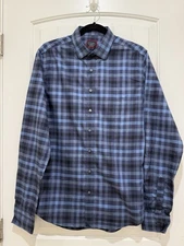 Untuckit Men's Button Down Plaid Career Casual Shirt Sz Medium Blue Excellent