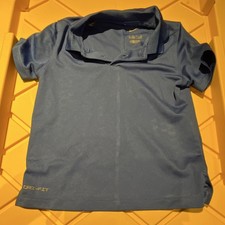 Nike Dri-FIT Polo Shirt Blue Short Sleeve Collared Solid Breathable kid Size S