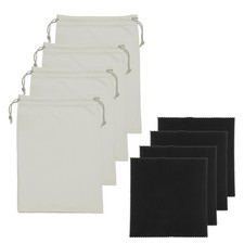 Ski Goggle Bag, Microfiber Bag with Cleaning Cloth 4 Pcs Gray