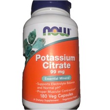 NOW FOODS Potassium Citrate 99 mg 180 Veg Capsules Exp: 03/2029