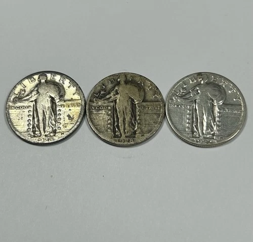 Lot of 3 Standing Liberty Silver Quarters Full Dates Under Melt Value 90%