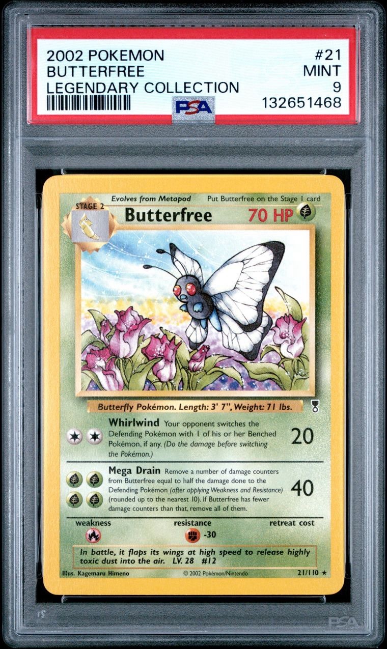 2002 Pokemon Legendary Collection # 21 Butterfree PSA 9 Card MINT! NEW CERT!