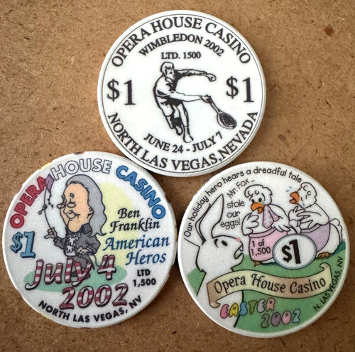 Lot of 3  OPERA HOUSE   Las Vegas Casino Chips