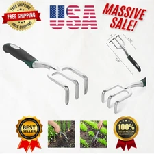 Elegant 3-Prong Hand Cultivator - Lightweight Metal Garden Tool for Weeding