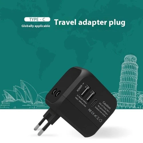 1Pcs All-in-One Travel Charger Adapter US EU UK AU Plugs With 2 USB & 1 Type _wo