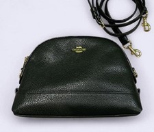 Coach Black Pebbled Crossbody Bag Logo Zipper Gold Hardware Adjustable Strap