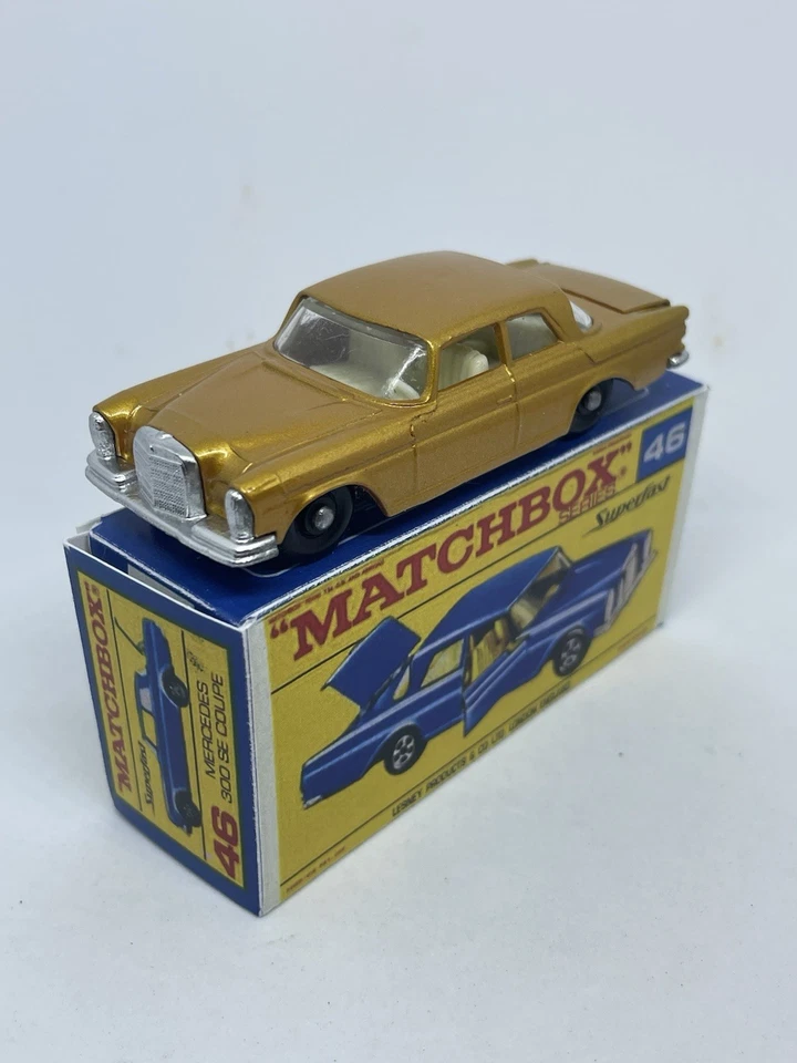Vintage Lesney Matchbox 46 Custom Reg Wheels Mercedes Benz 300se Nice Repro Box - Image 2 of 4