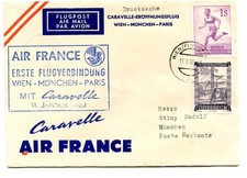 Austria 1960 Air France Caravelle illust. first flight cover Vienna–Munich–Paris
