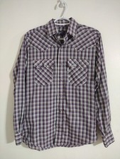 Levis Vintage 80's Pearl Snap Plaid Western Tapered Fit Made In USA Sz M C210