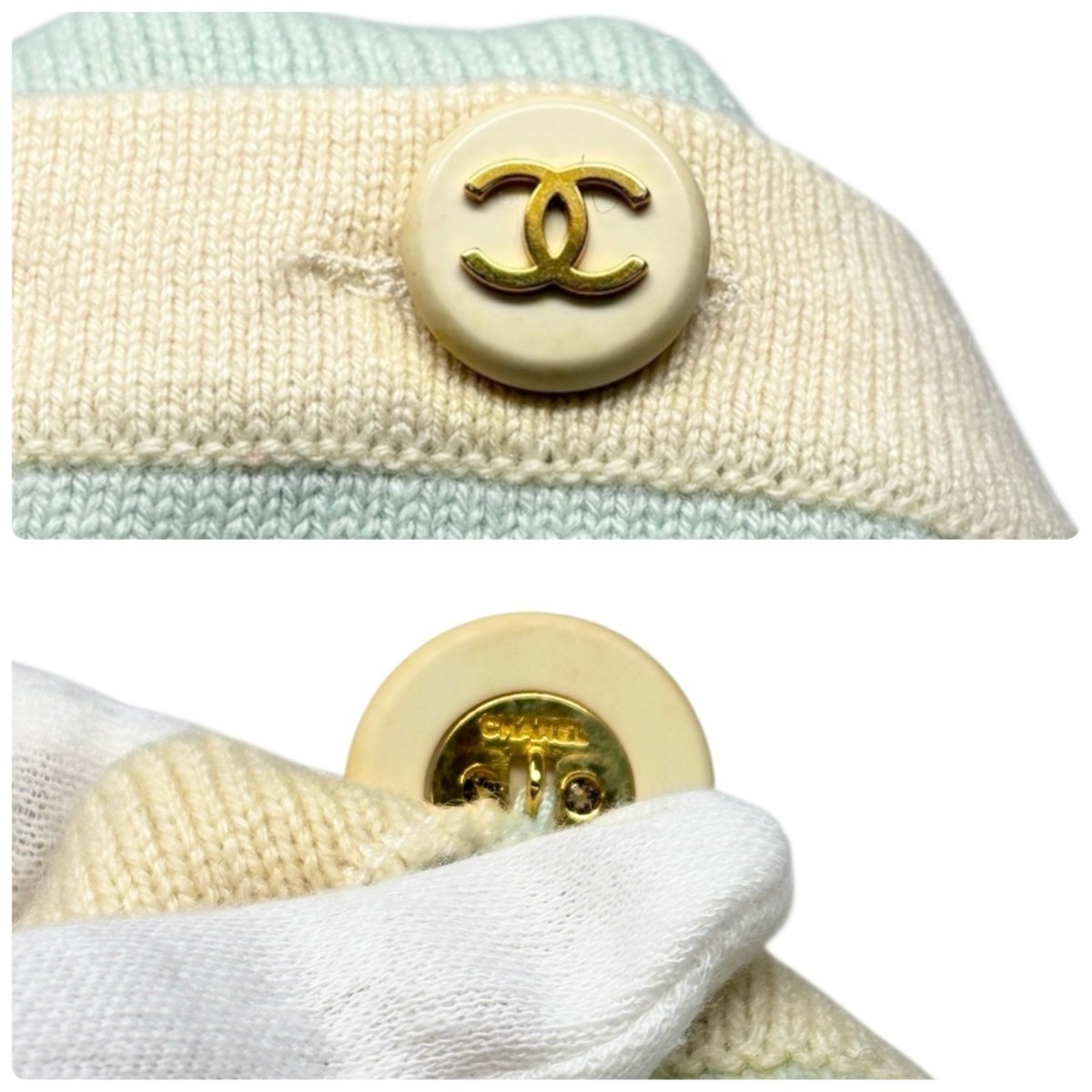 CHANEL Vintage 94C CC Button Trimmed Cashmere Cardigan Knit Top