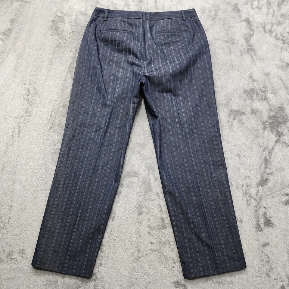Van Heusen Pants Womens 8 Gray White Striped Mid Rise Straight Crop Ankle Office - Image 2 of 4