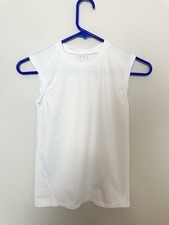 Youth Boys Sleeveless Compression Shirt Size L White Crew Neck Stretch