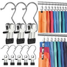 12 Pack Pants Hangers with Clip,Legging Organizer for Closet Hanging, Space S...