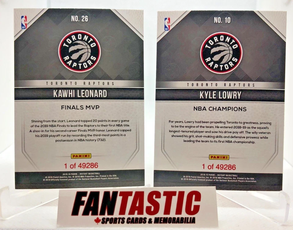 Toronto Raptors NBA Finals 2018-19 Panini Instant Cards YOU PICK #1-30 - Image 2 of 3