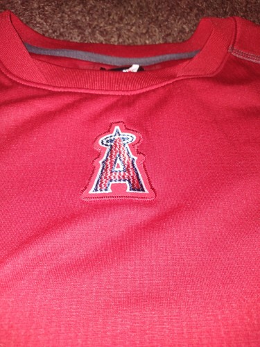 Los Angeles Angels Heavy Warm Up Sweater Red 3X MLB Majestic Long Sleeve - Picture 2 of 19