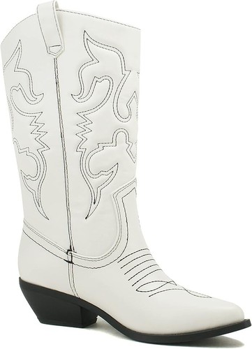 Soda RENO Women Western Cowboy Pointe Toe Low Heel Knee High Pull On Tabs Boots - Picture 65 of 69
