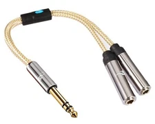 1/4" Splitter Cable 6.35mm TRS Stereo Male Plug to Dual 1/4" TRS Female Jack ...