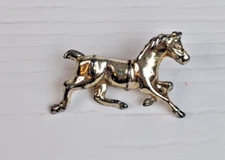 vintage Galloping Horse brooch pin gold tone Metal
