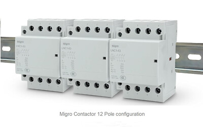 12 Pole Contactor 40AMP, 3X4 DIN Rail, 110/120VAC Coil 40A Lighting 30A ...