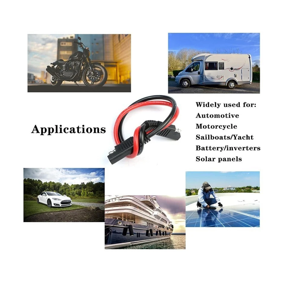 10 pcs 12" 10 Gauge 2 Pin Quick Disconnect Audiopipe Polarized Wire Harness - Image 4 of 4