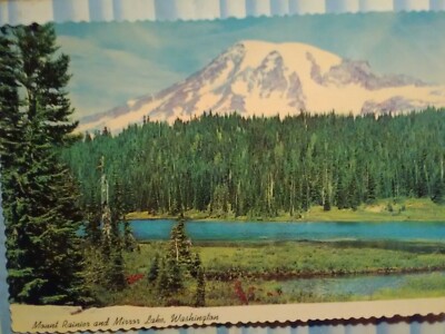 PHOTO POST CARD MOUNT RAINIER & MIRROR LAKE WASHINGTON