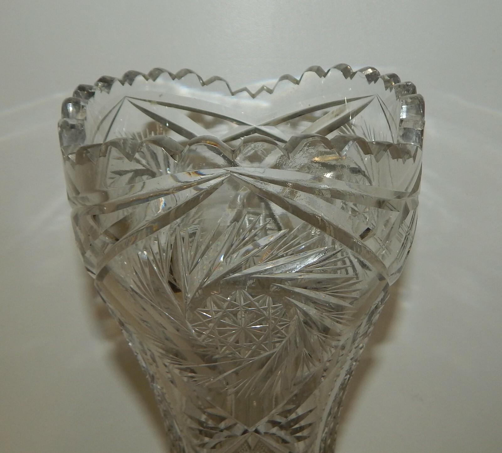 Vintage Large Corseted Hobstar Vase 12.5" Tall 