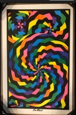 Pinwheel Vintage Original Blacklight 1970s Poster Geometric Shapes Psychedelic