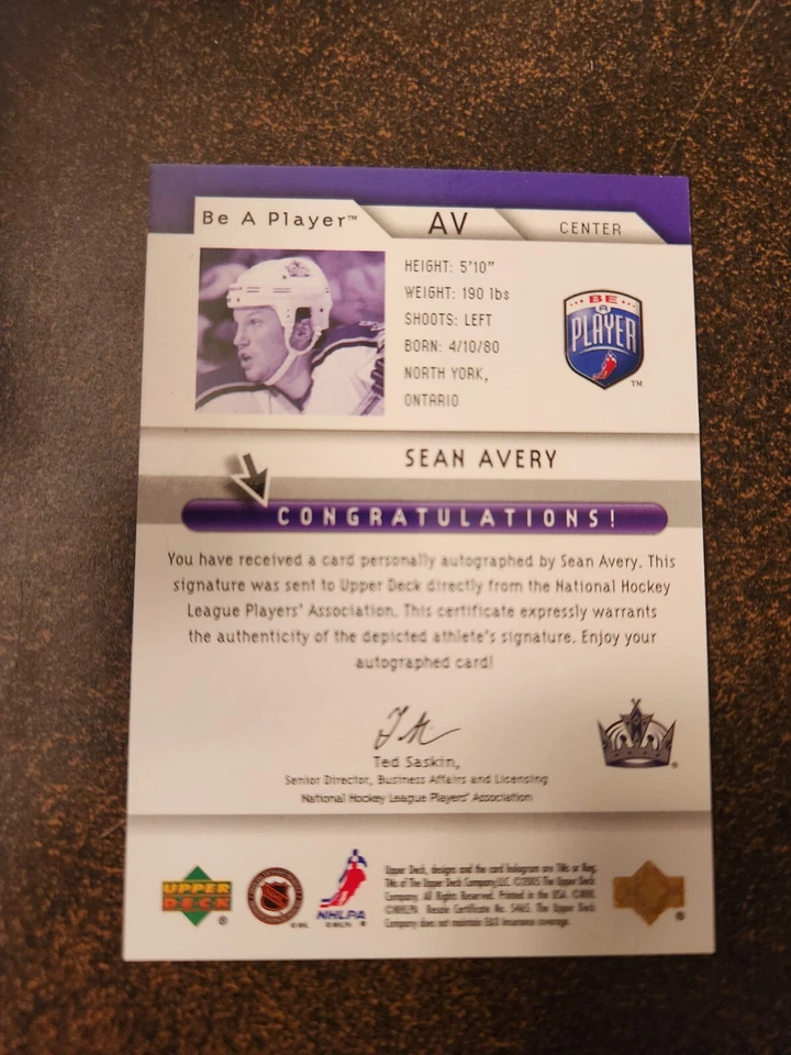 2005-06 Be A Player - Sean Avery - Autographs - Image 2 of 2
