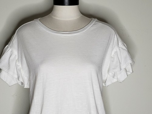 Ruffle Sleeve Tee White Casual Summer 