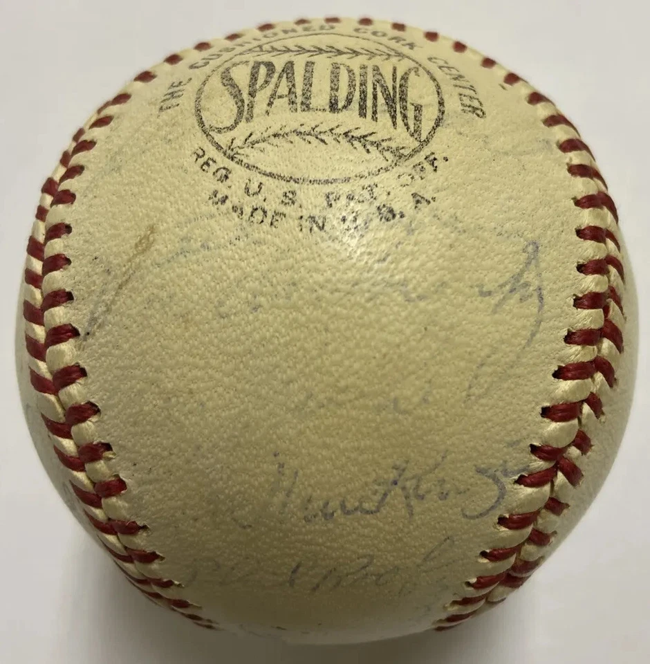 1961 Milwaukee Braves Team Signed Baseball Hank Aaron HOF Burdette Billy Martin - Image 3 of 4