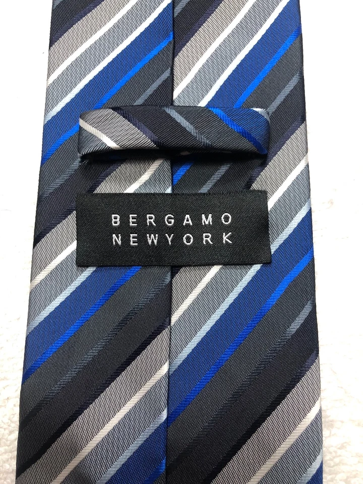 BERGAMO NEW YORK CORBATA HOMBRE AZUL GRIS NEGRO 3,5 X 59 Foto 4 de 4
