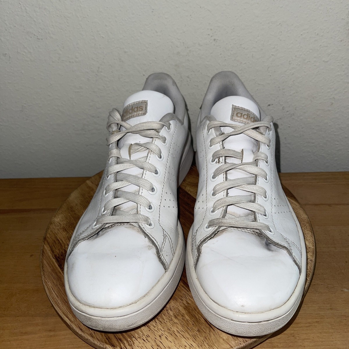 NEW Adidas Cloudfoam Running HWI 28Y001 Sneaker Shoes Size 9.5 White & Gold Adidas Shoes Womens 8 Cloudfoam White Rose Gold Lace Up Low  main image 2