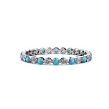 London Blue Topaz  Diamond Eternity Ring 1.1 ctw 14K Gold JP:47632