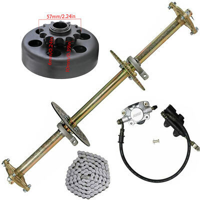 DIY 32'' Go Kart Buggy Quad Rear Axle Kit+Hub+Chain+Brake Master Caliperr+Clutch 