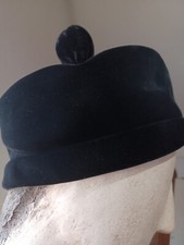 1950s MR JOHN classic black velvet hat NEW YORK , PARIS