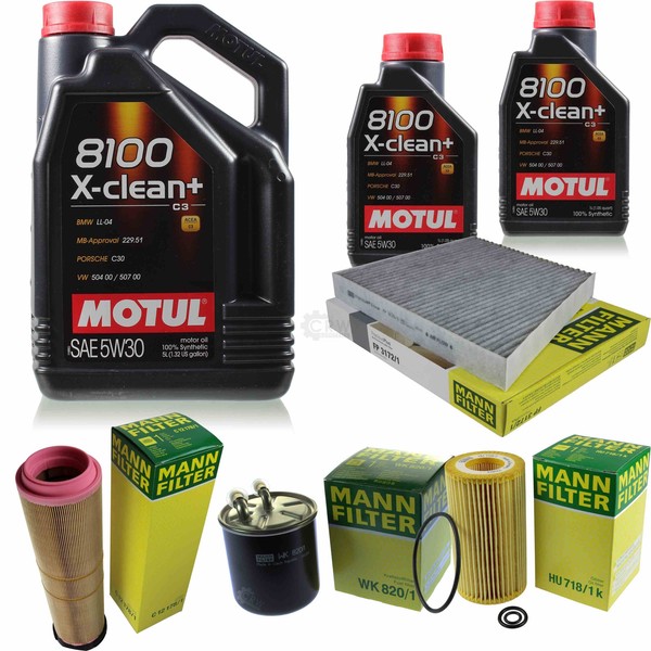 Mann-Filter Inspektionspaket 7L Motul 8100 X-Clean+ 5W-30 FüR Mercedes-Benz-image
