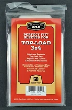 (50) 1 Pack Cardboard Gold Perfect Fit Sleeves for 3X4 Toploaders 20pt-60pt CBG