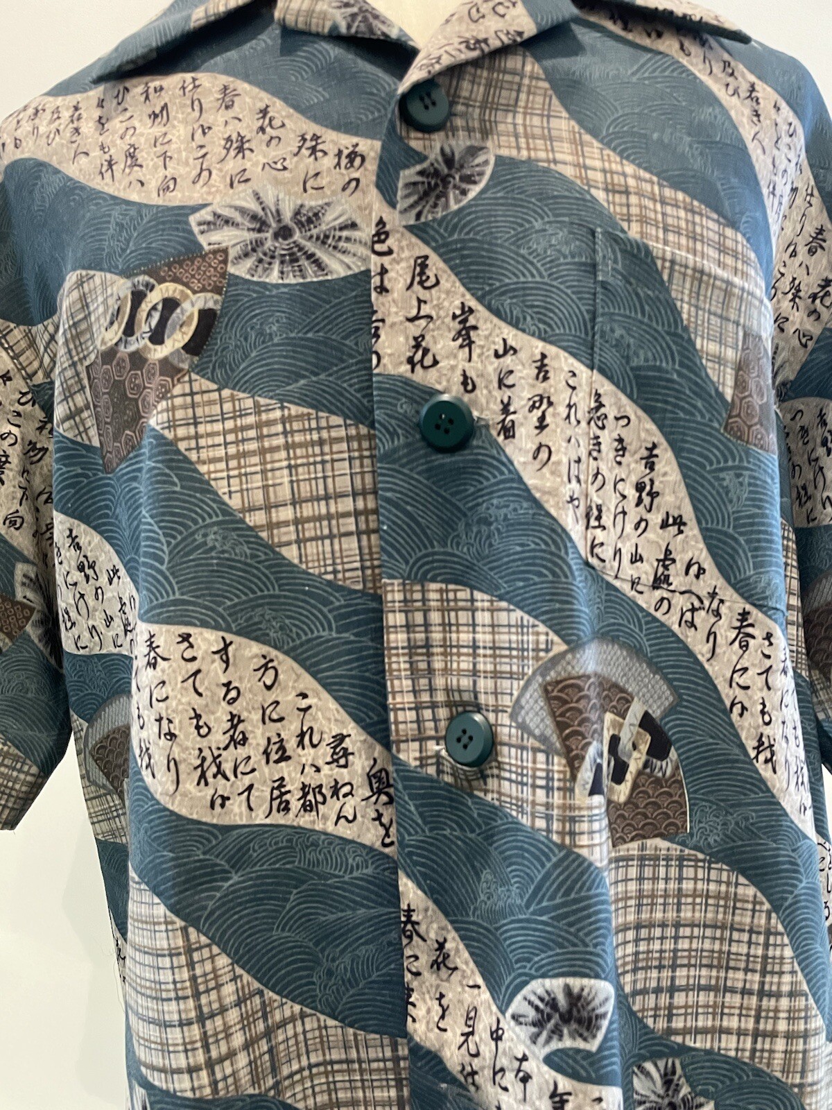 Vintage Japonés Kimono Hecho a Mano Por Profesional Versión Aloha Camisas Hombre