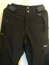 Men's Ocean Earth Pro Series Snowboard Pants Size S Ski Black Fleece Lined #386