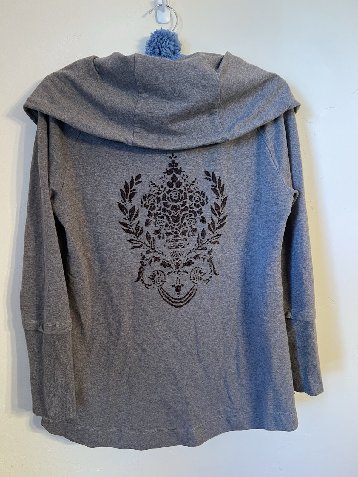 Soft Surroundings Medium Grey Damask Print Cowl Neck Tunic