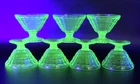 Vintage Anchor Hocking Uranium Green Block Optic Sherbet Dessert Cups (7) EUC!